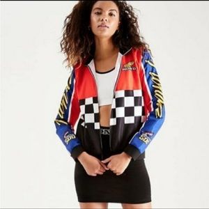Honda 500 🏁 Checkered Racing Jacket Forever 21 Women’s 3X *LIKE NEW* Indy NASCAR